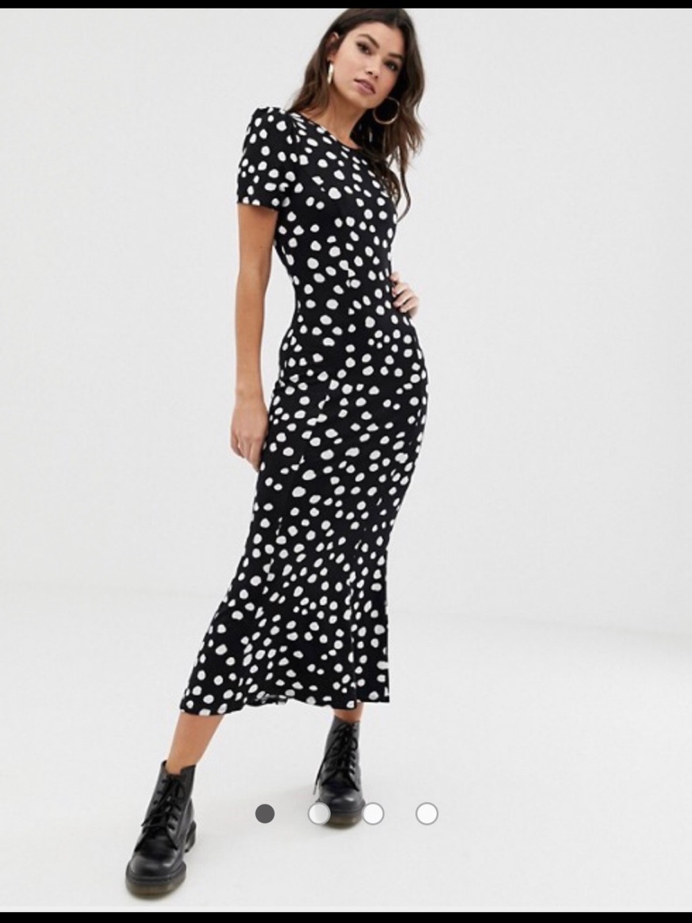 ASOS Women’s Black Midi Dress with White Polka Dots